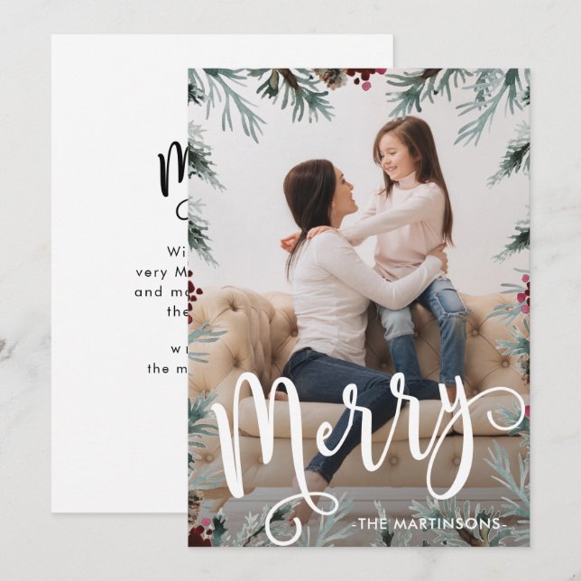 Cartes Pour Fêtes Annuelles Image de Noël rustique avec message (Devant / Derrière)