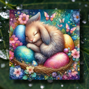Cartes Pour Fêtes Annuelles Imaginaire Art Aquarelle Bunny Oeufs de Pâques Fle