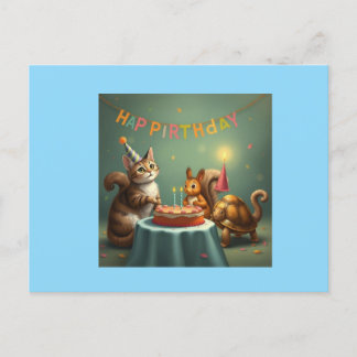 Cartes Pour Fêtes Annuelles Imaginaire d'anniversaire heureux de chats, écureu
