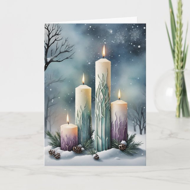 Cartes Pour Fêtes Annuelles Imbolc Chandlemas Winter Forest Chandelles Wiccan (Devant)