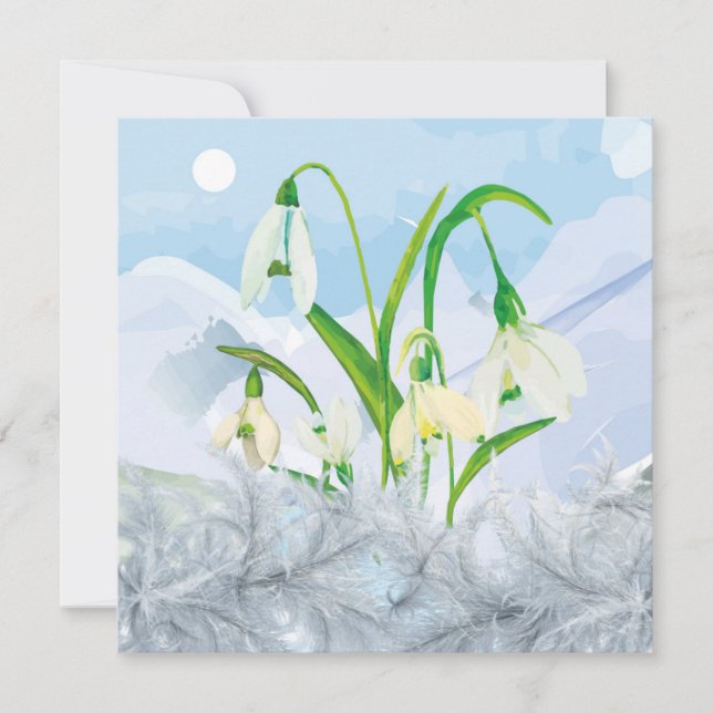 Cartes Pour Fêtes Annuelles Imbolc Wiccan Winter Snowdrops Salutation (Devant)