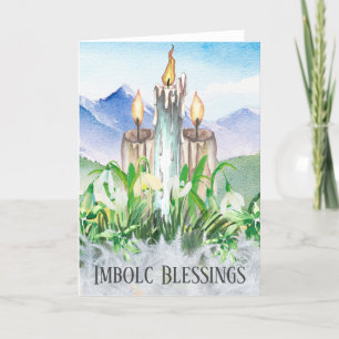 Cartes Pour Fêtes Annuelles Imbolic Wiccan Candles & Snowdrops Pagan