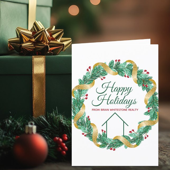 Cartes Pour Fêtes Annuelles Immobilier Société Noël personnalisé plié (Créateur téléchargé)