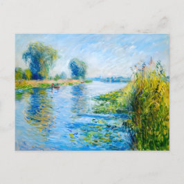Cartes Pour Fêtes Annuelles Impressionniste Spring Riverbank avec bateaux