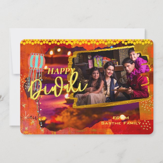 Cartes Pour Fêtes Annuelles Indian Diwali (Devant)
