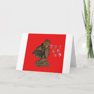 Cartes Pour Fêtes Annuelles Indonési Marionnette Hohoho Design sur Toile Rouge