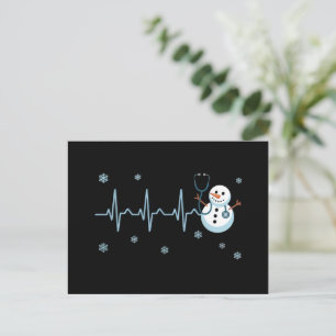 Cartes Pour Fêtes Annuelles Infirmière au rythme cardiaque Bonhomme de neige N
