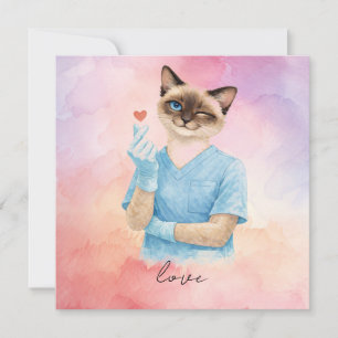 Cartes Pour Fêtes Annuelles Infirmière envoyant un mini-cœur avec amour