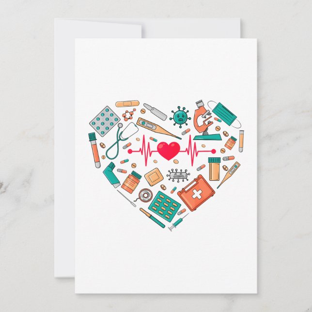 Cartes Pour Fêtes Annuelles Infirmière Infirmière Outil Coeur (Devant)