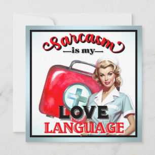 Cartes Pour Fêtes Annuelles Infirmière Mignonne Pin-Up_ Langage de l'Amour