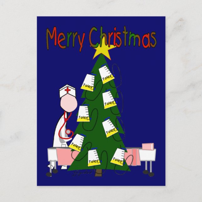 Cartes Pour Fêtes Annuelles Infirmière Noël Design "Joyeux Noël" (Devant)