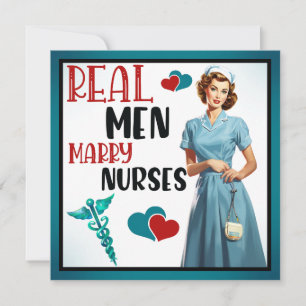 Cartes Pour Fêtes Annuelles Infirmière rétro Pinup_ Véritables Hommes Épouses