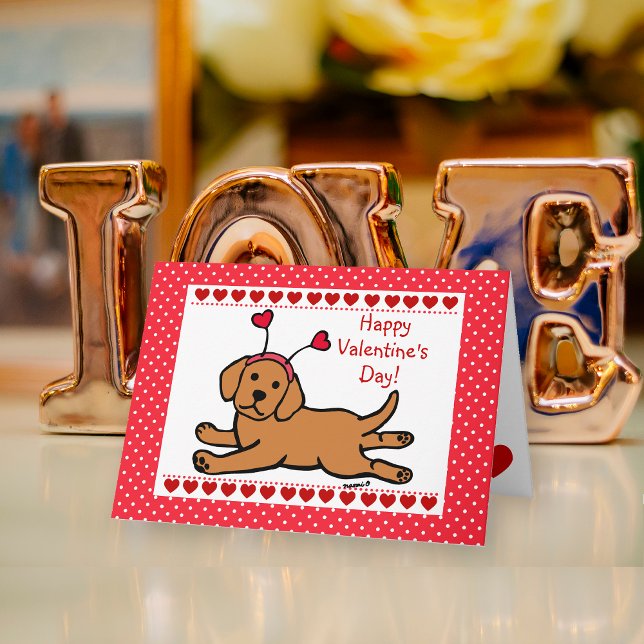 Cartes Pour Fêtes Annuelles Innocent Fox Red Labrador Chiot Valentine (Innocent Fox Red Labrador Puppy Valentine's Day Card for Labrador Owners!!  Cute Cartoon Design.)