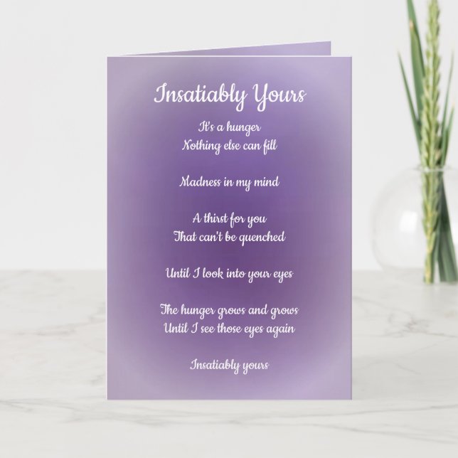 Cartes Pour Fêtes Annuelles Insatiablement Votre Poème Twin Flame (Devant)