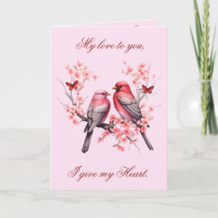 Cartes Pour Fêtes Annuelles Inséparables romantiques - Cerisiers roses Valenti