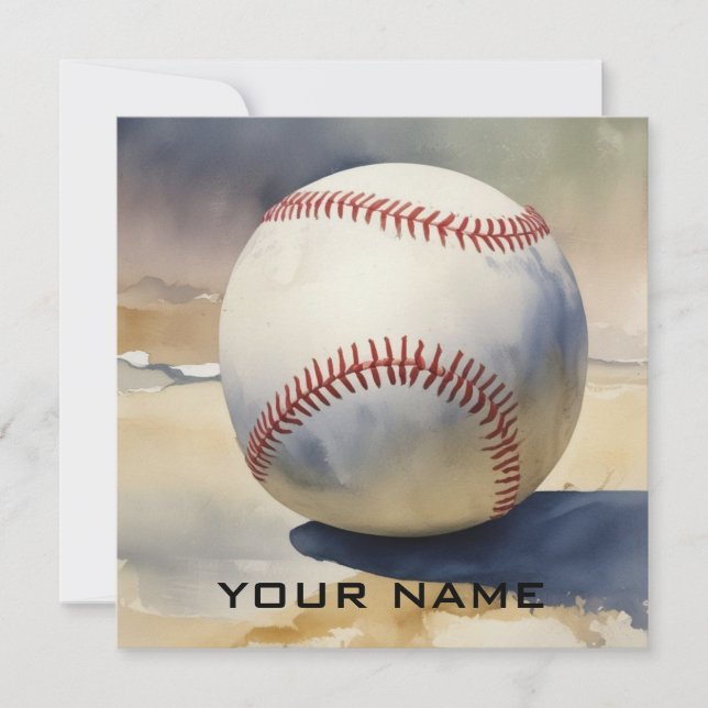 Cartes Pour Fêtes Annuelles Inspiration Baseball Ajouter Votre Nom (Devant)