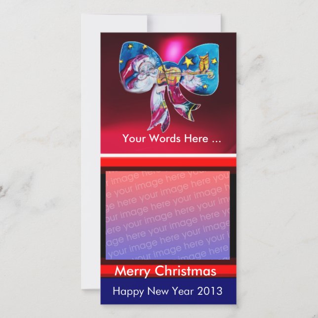 CARTES POUR FÊTES ANNUELLES INSPIRÉ PÈRE NOËL CHRISTMAS BOW (Devant)