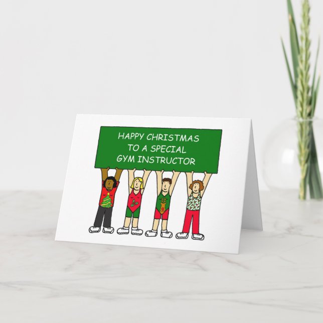 Cartes Pour Fêtes Annuelles Instructeur de gym Joyeux Noël (Devant)