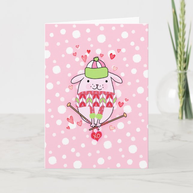 Cartes Pour Fêtes Annuelles Intty Bitty Knitting Dog Card 5 x 7 (Devant)