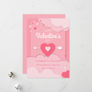 Cartes Pour Fêtes Annuelles Invitación Fiesta El día de San Valentín Corazones