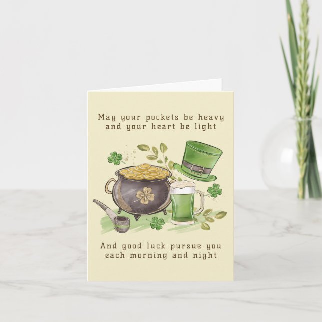 Cartes Pour Fêtes Annuelles Irish Blessing Dire Aquarelle de la Saint Patrick (Devant)