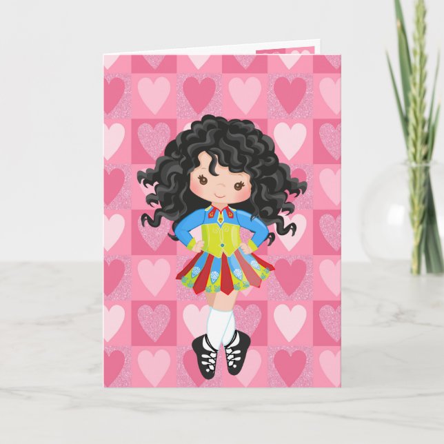Cartes Pour Fêtes Annuelles Irish Dance Rose Coeur monochrome Saint-Valentin (Devant)