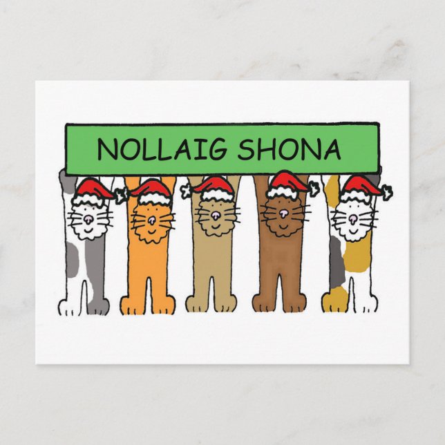 Cartes Pour Fêtes Annuelles Irish Happy Christmas Cartoon Cats (Devant)