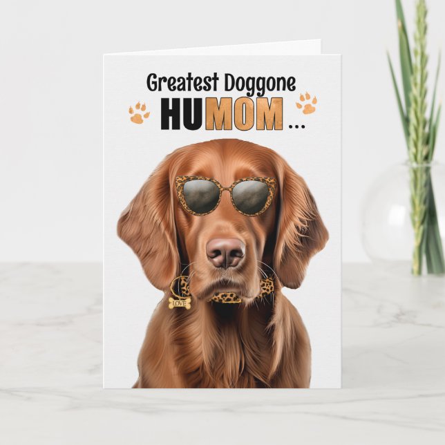 Cartes Pour Fêtes Annuelles Irish Setter Dog Best HuMOM Jour des mères (Devant)