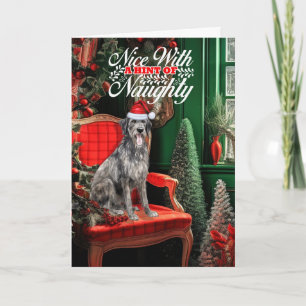 Cartes Pour Fêtes Annuelles Irish Wolfhound de Noël Chien Mauvais ou Gentil