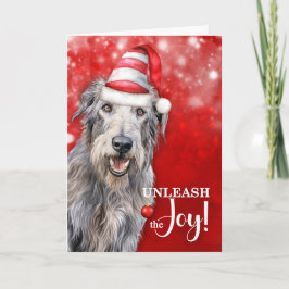 Cartes Pour Fêtes Annuelles Irish Wolfhound Dog Unleash the Joy Christmas