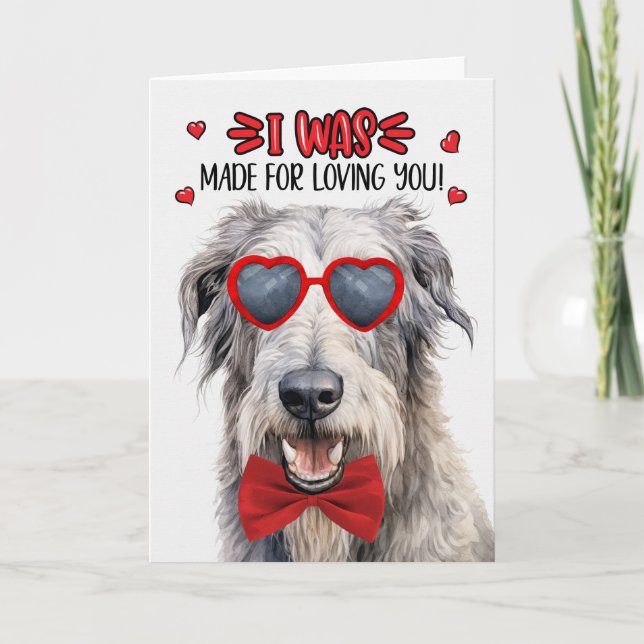 Cartes Pour Fêtes Annuelles Irlandais Wolfhound Dog fait pour vous aimer Valen (Devant)