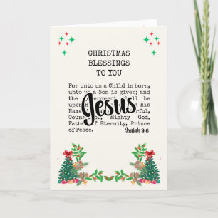 Cartes Pour Fêtes Annuelles ISAIA 9:6 Pour Nous Jésus Noël chrétien
