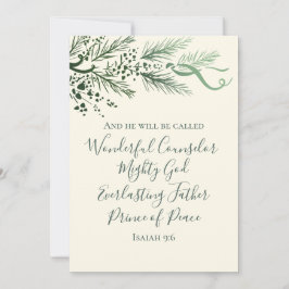 Cartes Pour Fêtes Annuelles Isaiah 9:6 Scripture Pine & Bow Photo Christmas