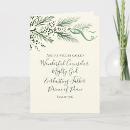 Cartes Pour Fêtes Annuelles Isaiah 9:6 Scripture Pine & Bow Photo Christmas