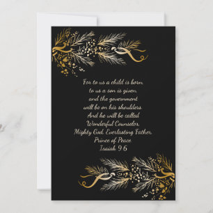 Cartes Pour Fêtes Annuelles Isaïe 9:6 Chrétien Personnalisé Noël unique