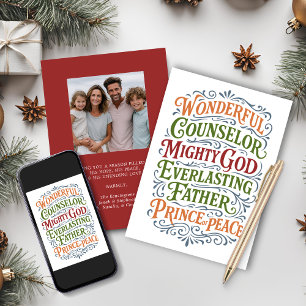 Cartes Pour Fêtes Annuelles Isaïe 9 Bible de Noël Verse Photo de vacances