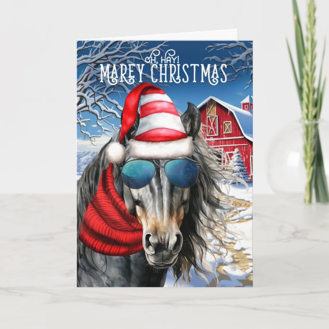 Cartes Pour Fêtes Annuelles Islandais Horse Funny MAREy Christmas (Devant)