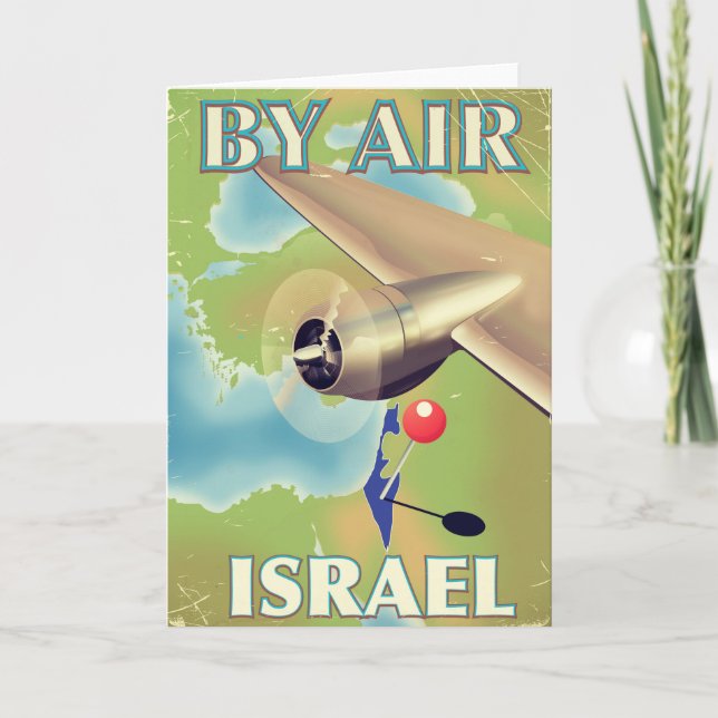 Cartes Pour Fêtes Annuelles Israel Par air vintage affiche de voyage (Devant)