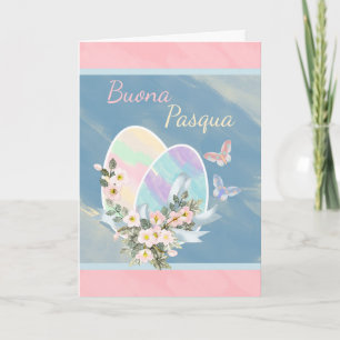 Cartes Pour Fêtes Annuelles Italian - Buona Pasqua - Watercolour Easter Eggs