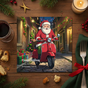 Cartes Pour Fêtes Annuelles Italie Rome Père Noël Vespa Noël