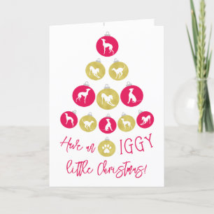 Cartes Pour Fêtes Annuelles Italien Greyhound Baubles Rouge Faux Or