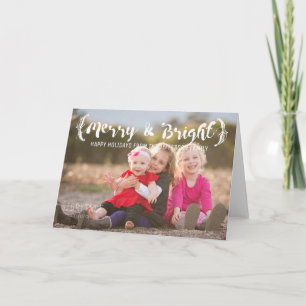 Cartes Pour Fêtes Annuelles Ivory Elegant Sketted Merry & Bright Photo