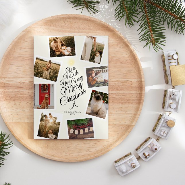 Cartes Pour Fêtes Annuelles Ivory Very Joyeux Christmas Tree Photo Collage (Créateur téléchargé)