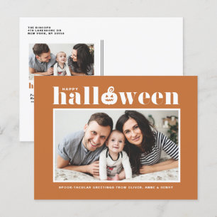 Cartes Pour Fêtes Annuelles Jack-o'-lanterne Orange Photo Halloween heureux