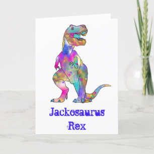 Cartes Pour Fêtes Annuelles Jack osaurus Colorée T Rex Dinosaur Art Ajouter un