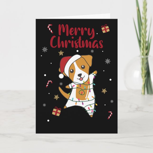 Cartes Pour Fêtes Annuelles Jack Russel Christmas Dog Winter Animals (Devant)