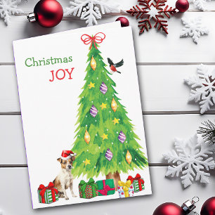 Cartes Pour Fêtes Annuelles Jack Russell Terrier Chien, Oiseau et Arbre de Noë