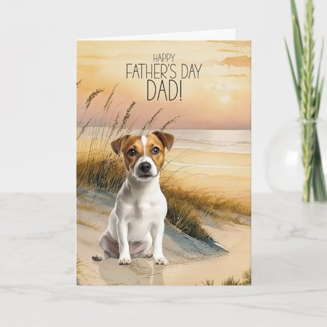 Cartes Pour Fêtes Annuelles Jack Russell Terrier Dog Sunset Beach Father's Day (Devant)