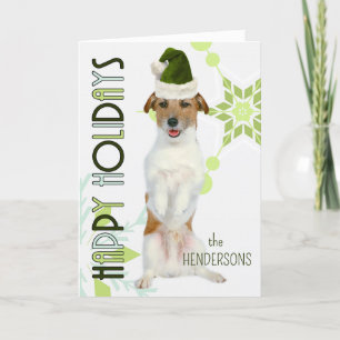 Cartes Pour Fêtes Annuelles Jack Russell Terrier Père Noël Chien vert Noël