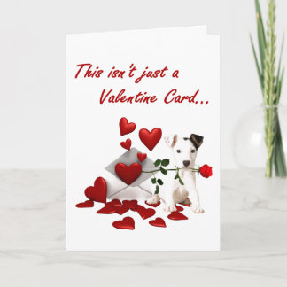 Cartes Pour Fêtes Annuelles Jack Russell Terrier rose et coeurs Valentine